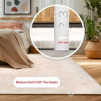 nuLOOM 6' Square Cozy Plush Area Rug, Machine Washable, Non-Slip, Soft Fluffy Shag Carpet for Living Room Bedroom Kids Room Nursery Home Decor, Loni White