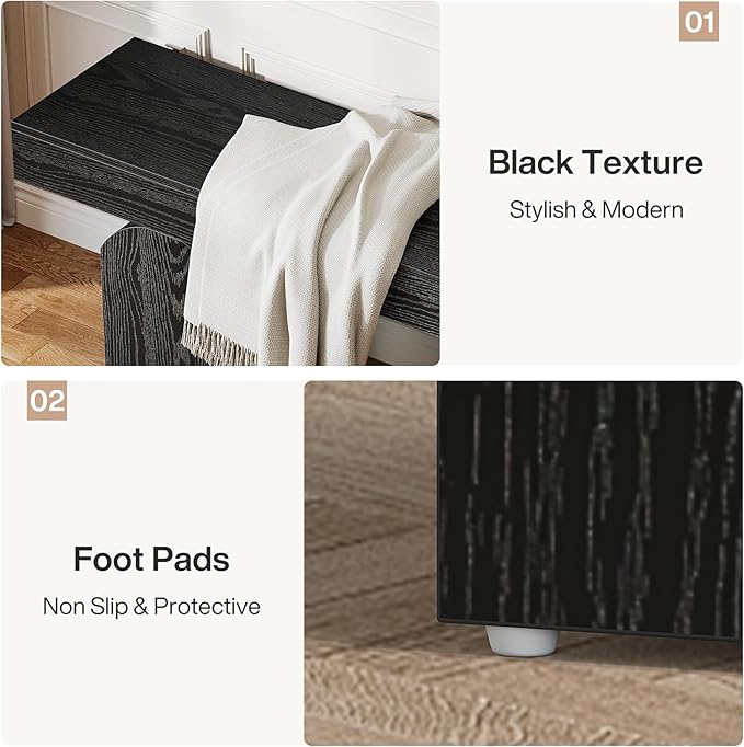 Tribesigns Entryway Bench, 59" Long Black Shoe Bench with Arched Bases, Wooden Indoor Bench for Entry Way, Living Room, Bedroom