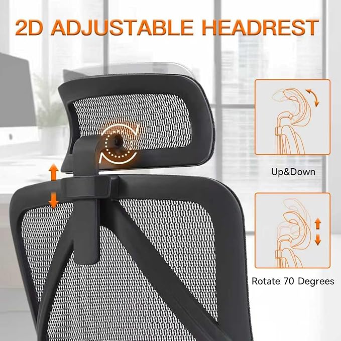 Ergonomic Office Chair with Lumbar Support, 3D Adjustable Armrest, Mesh Home Office Desk Chairs, Swivel Computer Chair, High Back Reclining Executive Office Chair,400lbs Capacity (Black)