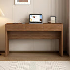 Executive Desk with Drawers, Computer Desk with Drawers with Pre-Embedded Slots, 55 inch Modern Walnut Home Office Desk with Charging Station for Study, Living Room, Bedroom