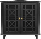Walker Edison Fretwork Corner Accent Cabinet - Black