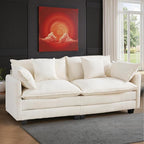 77" Cloud Chenille Sofa Set with Pillows, Deep Seat Loveseat Couch for Apartments, Space Saving 2-Seater with Solid Wood Frame, Easy Assembly (1YR Guarantee)