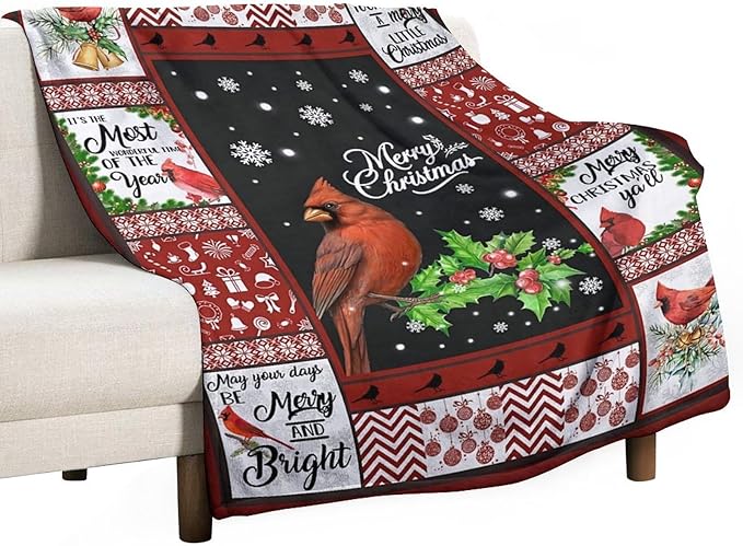 Cardinal Christmas Throw Blanket - Soft, Warm & Cozy Fleece for Kids & Adults - 60"x80"