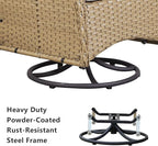 HUMMUH 5-Piece Patio Furniture Wicker Outdoor Conversation Set,All-Weather Rattan Swivel Chairs Bistro Set with Loveseat Coffee Table for Backyard,Poolside,Deck (Yellow/Beige)
