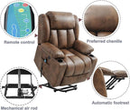 PARKOL Power Lift Recliner Chair for Elderly Breathable Leather Recliner Chair with Massage and Heat for People Limited Mobility (Ochre, Small)