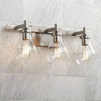 Possini Euro Design Danvers Modern Wall Mount Light Brushed Nickel Silver Hardwired 21" Wide 3-Light Fixture Clear Glass Globe Shade for Bathroom Vanity Mirror House Home Room Decor