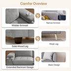 74" Loveseat Couch for Living Room,Modern Chenille Upholstered Sofa with Adjustable Storage Armrest,Cup Holders,USB & Type-C Ports,Solid Wood 2-Seater Loveseat Sofa for Apartment(Gray)