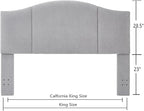 24KF Middle Century Upholstered Foldable King Headboard, Modern Boucle Teddy Fabric Headboard King/California King, 6033-K-Gray