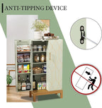 ARTPOWER 45'' Kitchen Pantry Cabinet, 4 - Layer Storage Cupboard with Adjustable Shelves for Storage Cabinet Pantry, Food Pantry Cabinet for Kitchen, Dining Room and Living Room,Gold Legs, Green