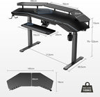 EUREKA ERGONOMIC Gaming Desk, Standing Desk w Keyboard Tray, 72" Wing Shaped Music Studio Table with LED Shelves, Gaming Recording Live Stream, Slot Design