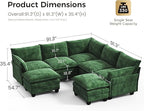 KKL 120" Modular Sectional Sofa, Large V Shape 7 Seater Convertible J/L/U-Shaped Modern Sectional Couch with Ottoman, Chenille Sectional Couches for Living Room, Apartment, Green