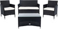 SAFAVIEH PAT7506A Collection Bandele Black and Beige 4-Piece Outdoor Living Patio Set