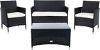 SAFAVIEH PAT7506A Collection Bandele Black and Beige 4-Piece Outdoor Living Patio Set