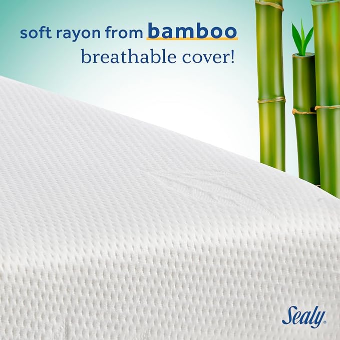 Sealy Baby Cozy Brilliance Breathable Crib Mattress, GREENGUARD GOLD Certified, Made in USA, Firm Dual Firmness, Toddler Bed Fit, Rayon, Waterproof, Non Toxic, Washable Zip Cover, 52” x 28