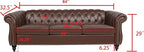 LEVNARY Chesterfield Sofa, Classic Tufted Upholstered Leather Couch, Modern 3 Seater Couch Furniture with Tufted Back for Living Room Office (Dark Brown)