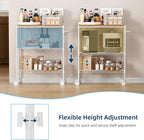 Whitmor 3 Tier Rolling Kitchen Cart,27.6"x10"x21.7”Heavy Duty Metal Storage Cart with Wheels, Adjustable Shelves, Lockable Utility Cart with Wood Top & Portable Handle for Indoor & Outdoor Use, White