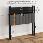 VINGLI Twin or Twin XL Size Headboard, Adjustable Upholstered Headboard with 3 Tier Shelves and Pegboard with Charging Stations and LED Lights, Modern Bed Headboard with Storage for Bedroom Decor