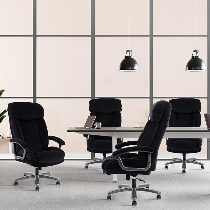 CLATINA Big and Tall Executive Office Chair, Extra Wide Seat, 800 LBS Capacity Heavy Duty Ergonomic Cloth Desk Chair with Wheels and Padded Armrests, High Back Fabric Computer Task Chair, Black