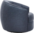 CHITA Swivel Barrel Chair, Modern Comfy FSC Certified Upholstered Faux Leather Accent Chair for Living Room, Fully Assembled, Blue