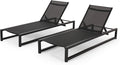 Christopher Knight Home Vivian Outdoor Aluminum Chaise Lounge with Mesh Seating (Set of 2), Black