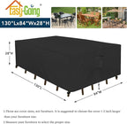 Easy-Going Rectangle Patio Furniture Cover Waterproof Outdoor Dining Table and Chair Cover Anti-UV Outside Sectional Sofa Set Covers (130"L x 84"W x 28"H, Black)