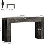 Tribesigns 59-Inch Long Wooden Console Sofa Table Behind The Couch with Vertical Slat Legs for Entrance, Hallway, Entryway, Living Room (Rustic Grey)