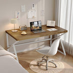 HSH Farmhouse Desk Computer Table, Modern Home Office Desk, Student Desk for Bedroom, Rustic Wood and Metal PC Laptop Desk, Simple Writing Study Gaming Desk Executive Workstation, 55 Inch