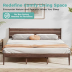 King Bed Frame and Ladder Headboard, Solid Wood Bed Frame with Storage, Malaysian Oak Platform Beds with Wooden Slats, No Box Spring Needed, Easy Assembly, King Size, Antique Espresso