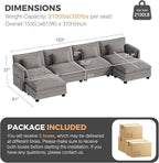 ELUCHANG 153" Oversized Modular Sectional Sofa, Comfy Deep Seat Cloud Couch, 6 Seater U Shaped Modern Sofa with Removable Cover for Living Room, Apartment, DIY Combination, Chenille Light Grey