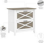 Bush Furniture Key West 2 Drawer Lateral File Cabinet in Pure White and Shiplap Gray, Document Storage for Home Office, Accent Chest with Drawers