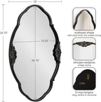 Kate and Laurel Novella Vintage Glam Ornate Mirror; 30 x 18; Black; Traditional Baroque Wall Mirror for Use as Decorative Bathroom Mirror or Fireplace Mantel Mirror