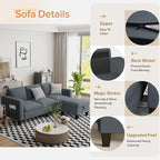 Sectional Sofa Couches for Living Room - 78''Convertible Modular Three-Seater L-Shaped Pet-Friendly Couch,Washable Sofa Cover-Bench Storage, Suitable for Small Living Room, Apartment,Office-Blue-Gray