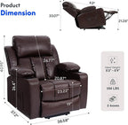 FLEXISPOT XL31-L Power Lift Recliner Chair for Elderly, Electric Lift Chair with Massage & Heat, PU Leather Reclining Sofa with Cup Holders, Side Pockets for Living Room Bedroom(Large Size, Pecan)