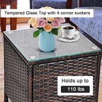 COSTWAY 3 PCS Patio Furniture Set, Outdoor Wicker Conversation Set with Tempered Glass Coffee Table, Seat Cushions, Rattan Wicker Chairs for Poolside Balcony Porch Backyard, Gray