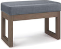 SIMPLIHOME Milltown 27 inch Wide Contemporary Rectangle Footstool Ottoman Bench in Stone Grey Vegan Faux Leather, Assembled, For the Living Room and Bedroom