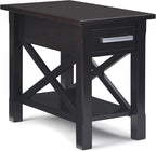 SIMPLIHOME Kitchener SOLID WOOD 14 inch Wide Rectangle Contemporary Narrow Side Table in Hickory Brown for the Living Room and Bedroom