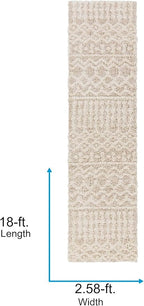 Livabliss Hapsburg Moroccan Shag Runner Area Rug,2'7" x 18',Beige