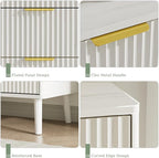 LYNSOM Fluted Dresser and Nightstand Set, 3 Pieces Bedroom Set, 55 Inch Wide 7-Drawer Dresser & 2-Drawer Nightstands Set of 2, Modern Dressers Set for Bedroom, Hallway, White