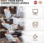 Home Office Desk Chair, Ergonomic High Back Leather Computer Chair with Lumbar Support, Adjustable Height & Recline, Swivel Executive Office Chair with Armrests and Rubber Casters, White
