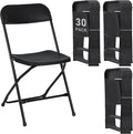 30 Pack Black Plastic Folding Chairs, Portable Stackable Commercial Party Folding Chairs with Steel Frame 350lbs for Home Office Outdoor Indoor Office Wedding Party Events