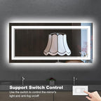 72 x 32 Inch LED Mirror for Bathroom with Front and Backlit,Large Lighted Bathrooom Mirrors for Wall,3 Colors Stepless Dimming Bathrooom Vanity Mirror LED Lights, Anti-Fog, Memory