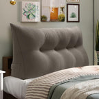 WOWMAX 85% Linen 15% Cotton Blend Headboard Pillow – Full Size Reading Wedge Backrest for Bed, Handmade Firm Support Bolster Cushion with Removable Cover, Premium Bed Rest Pillow, Light Gray
