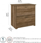 Bush Furniture Cabot 2 Drawer Lateral File Cabinet in Reclaimed Pine, Home Office Chest for Letter, Legal, and A4-Size Document Storage