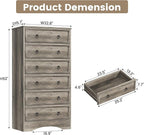 6 Drawer Dresser 52" Tall for Bedroom, Wood 6 Chest Drawers, Storage for Clothes, Narrow Large Drawers, Taupe Vintage, for Living Room, Bedroom, Hallway, Brownish Grey