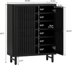 Tribesigns Shoe Cabinet with Shutter Doors, 6-Tier Entryway Shoe Cabinet with Adjustable Shelves, Wooden Modern Rack Organizer for Entryway, Hallway, Closet, Living Room, Black