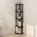 Furinno Turn-N-Tube Corner Shelf, 5-Tier Corner Display Rack, Shelving Unit, for Organization and Storage, Living Room, Home Office, Garage, Bedroom, Columbia Walnut