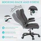 GYI High Back Executive Office Chair, Big and Tall Office Desk Chair 400LBS with Lumbar Support, Flip-up Armrests, Rubber Wheels, Black