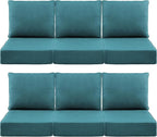Luxury 6" Outdoor Cushions for Patio Furniture, 24x24x6" Thick Seat Cushion Set of 6, Fade Resistant Couch Chair Replacement Cushions High Density Deep Wicker Chair Cushion w/ Removable Cover, Green