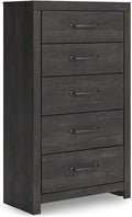 Signature Design by Ashley Delmorta Rustic 5-Drawer Chest of Drawers with Safety Stop, Gray