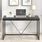 FOLUBAN Home Office Desk, Industrial Vintage Computer Desks, Rustic Wood and Metal Study Writing Table, Simple Work Gaming PC Desk for Bedroom Living Room, Dark Gray 47 Inch